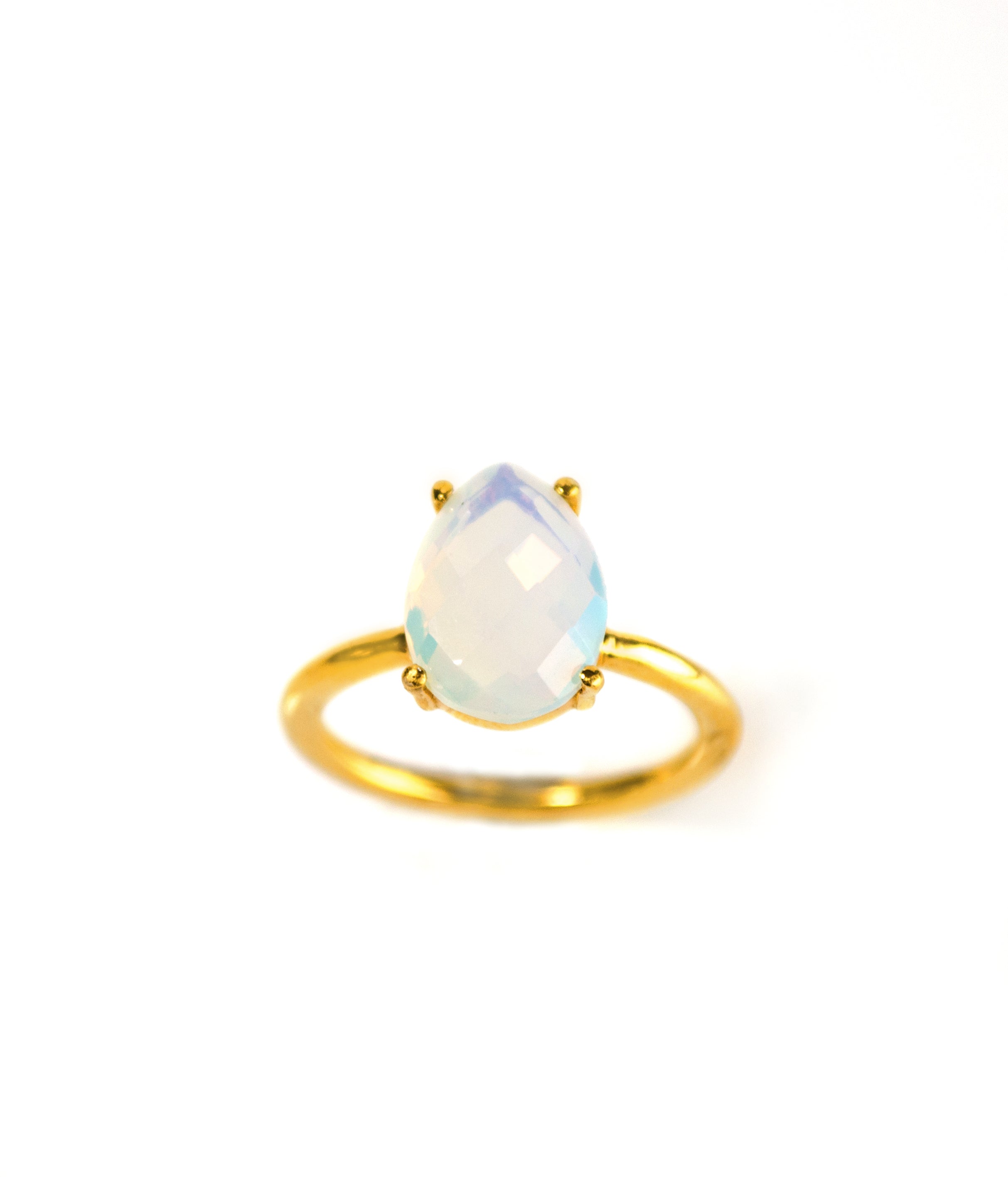 Opalite Teardrop Prong Set Ring • October Birthstone