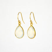 Opalite Small Teardrop Bezel Set Earrings, October Birthstone