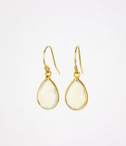 Opalite Small Teardrop Bezel Set Earrings, October Birthstone