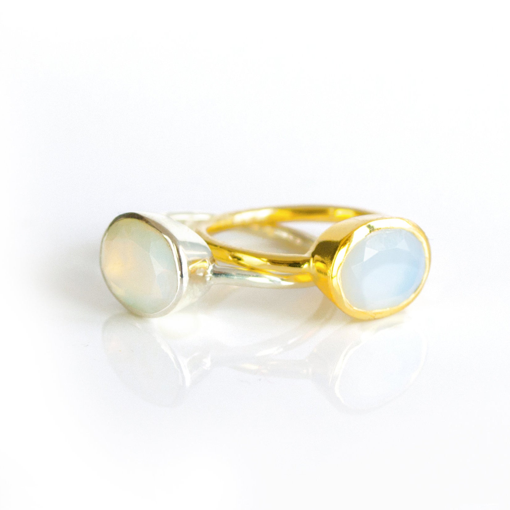 Opalite Oval Bezel  Ring : October Birthstone