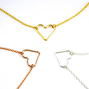 Simple Open Heart Chain Necklace