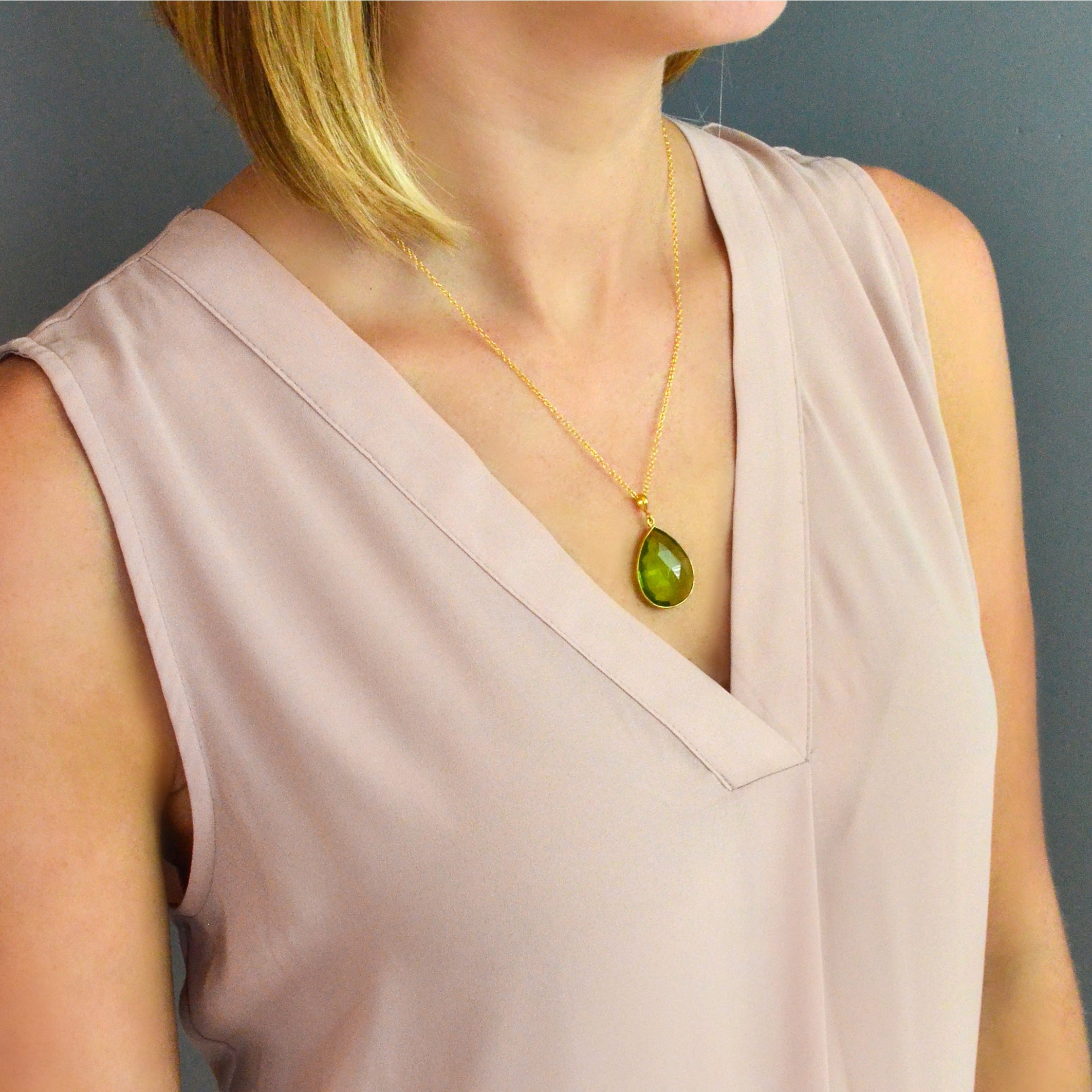 Green Amethyst Necklace : February Birthstone