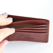Inside view of wallet with engraving from handwriting. Great gift for dads, Father's Day, Retirement, new job or promotion or for your wedding party, dad gift, fathers day gift, gift for dad, gift for him, christmas, groomsman gift, promotion gift, grad gift, graduation gift. anniversary gift, leather anniversary, 3rd anniversary, third anniversary, gift for wife, gift for fiance, gift for girlfriend, gift for boyfriend, custom gift, personalized gift, christmas, valentine's day, birthday, wedding