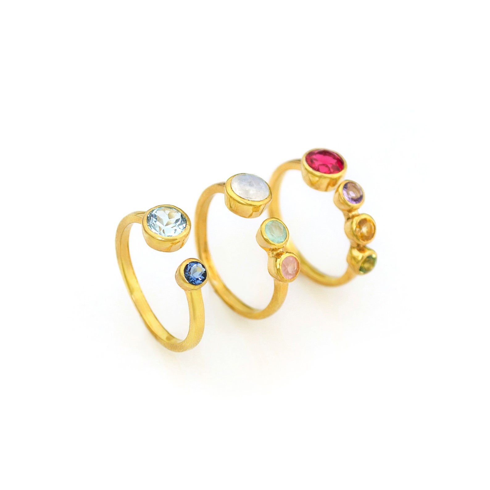 Multi Birthstone Adjustable Ring - Mom of Two Kids