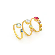 Multi Birthstone Adjustable Ring - Mom of Two Kids