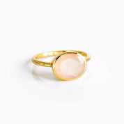 Oval Pink Chalcedony Ring : October Birthstone