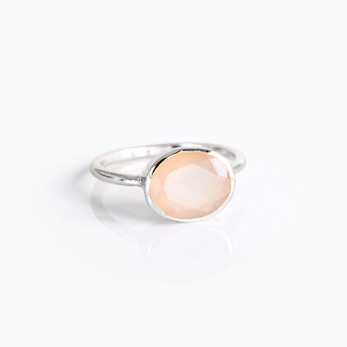 Oval Pink Chalcedony Ring : October Birthstone