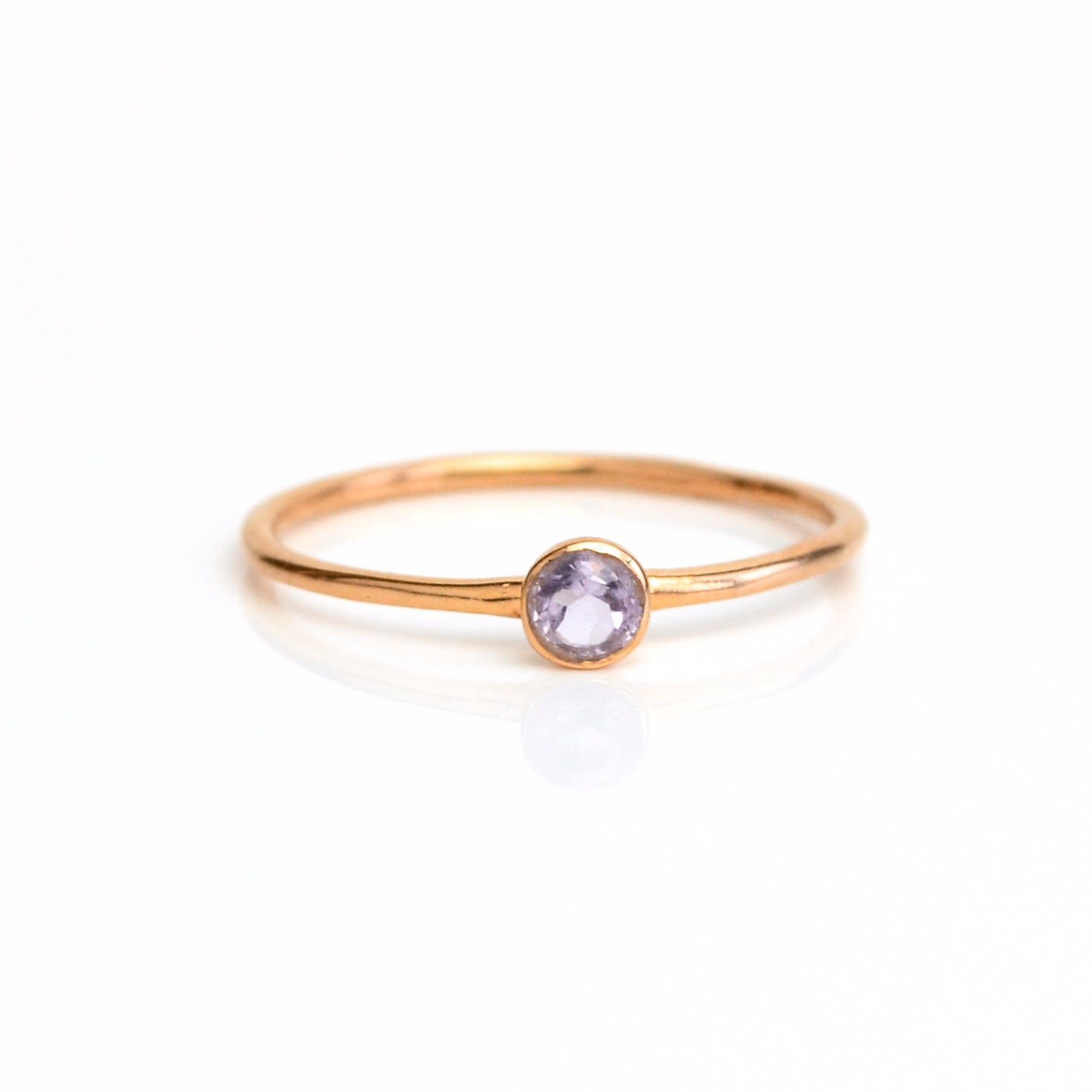 Rose gold plated Purple amethyst ring, february birthstone jewelry, vibrant purple gemstone ring, faceted purple amethyst, Bezel set ring, 18k vermeil gold, Sterling silver ring, amethyst gift, february birthday gift, purple ring for her, stacking ring, stackable ring