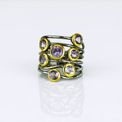 Purple Amethyst Ring, February Birthstone, Mixed Metal Ring