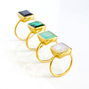 Green Onyx Rectangle Ring: May Birthstone
