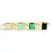 Green Onyx Rectangle Ring: May Birthstone
