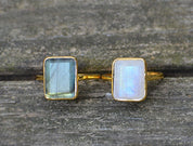 Labradorite Rectangle Bezel Set Ring