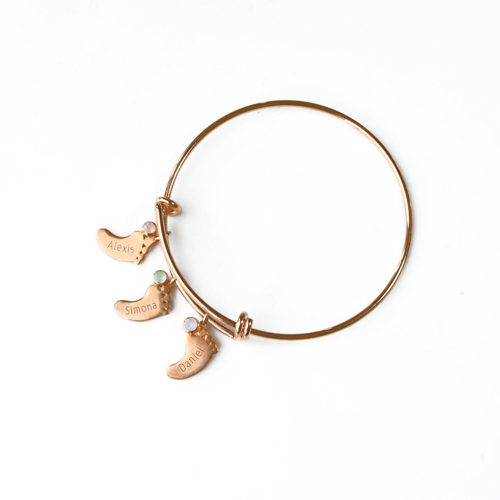 rosegoldcustommothersbanglewithfootprintcharmskidsnamesandbirthstones.jpg