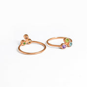 Tiny Cluster Ring, Triple Birthstone Mother's Ring, Mother of Three