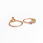 purple amethyst, peridot quartz, blue topaz