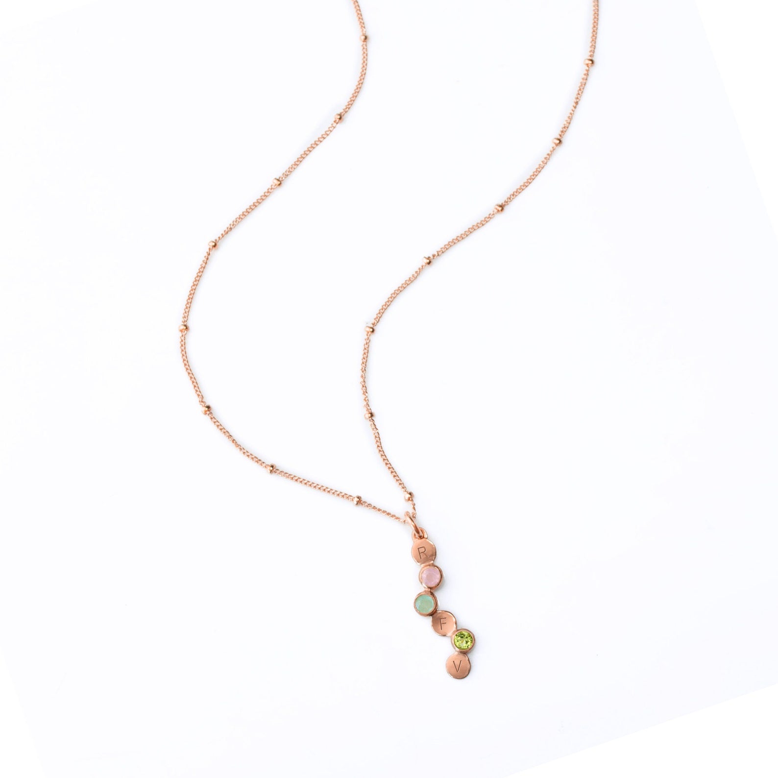 Cherished Connections Birthstone and Initial Necklace Vertical Pendant
