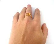 Garnet Quartz Round Prong Set Ring : January Birthstone