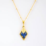 Diamond Shaped Birthstone and Name Necklace : September Kyanite