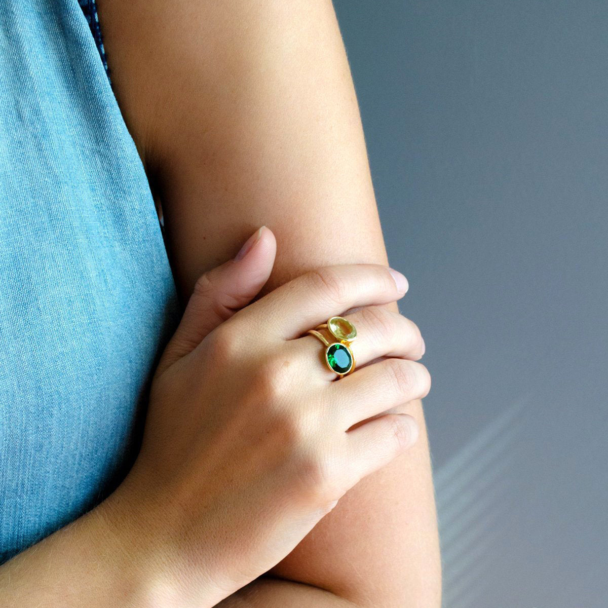 emerald quartz stacking ring, green quartz ring, may birthstone ring for her, bezel set emerald, gold vermeil ring, sterling silver emerald jewelry, emerald green gemstone ring, emerald jade quartz, flawless green quartz ring, emerald jewelry gift