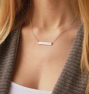 Sterling silver engraved bar necklace with custom name or date
