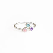 Tiny Cluster Ring, Triple Birthstone Mother's Ring, Mother of Three