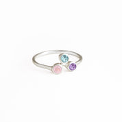 pink chalcedony, blue topaz, purple amethyst