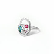 silver birthstone ring, mother of 2, gift for momma