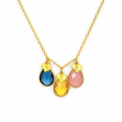 Custom Mother's Necklace with Kid's Birthstones & Letter Charms on Chain