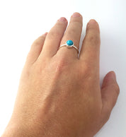 Turquoise Round Bezel Set Faceted Ring - December Birthstone - Turquoise Jewelry