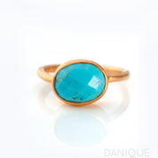 Turquoise ring, december birthstone jewelry, blue gemstone ring, Oval faceted turquoise, Bezel set ring, 18k vermeil rose gold, Sterling silver ring, turquoise gift, december birthday gift, copper turquoise ring for her