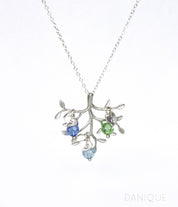 Family Tree Necklace with Kids Birthstone Crystals and Initials