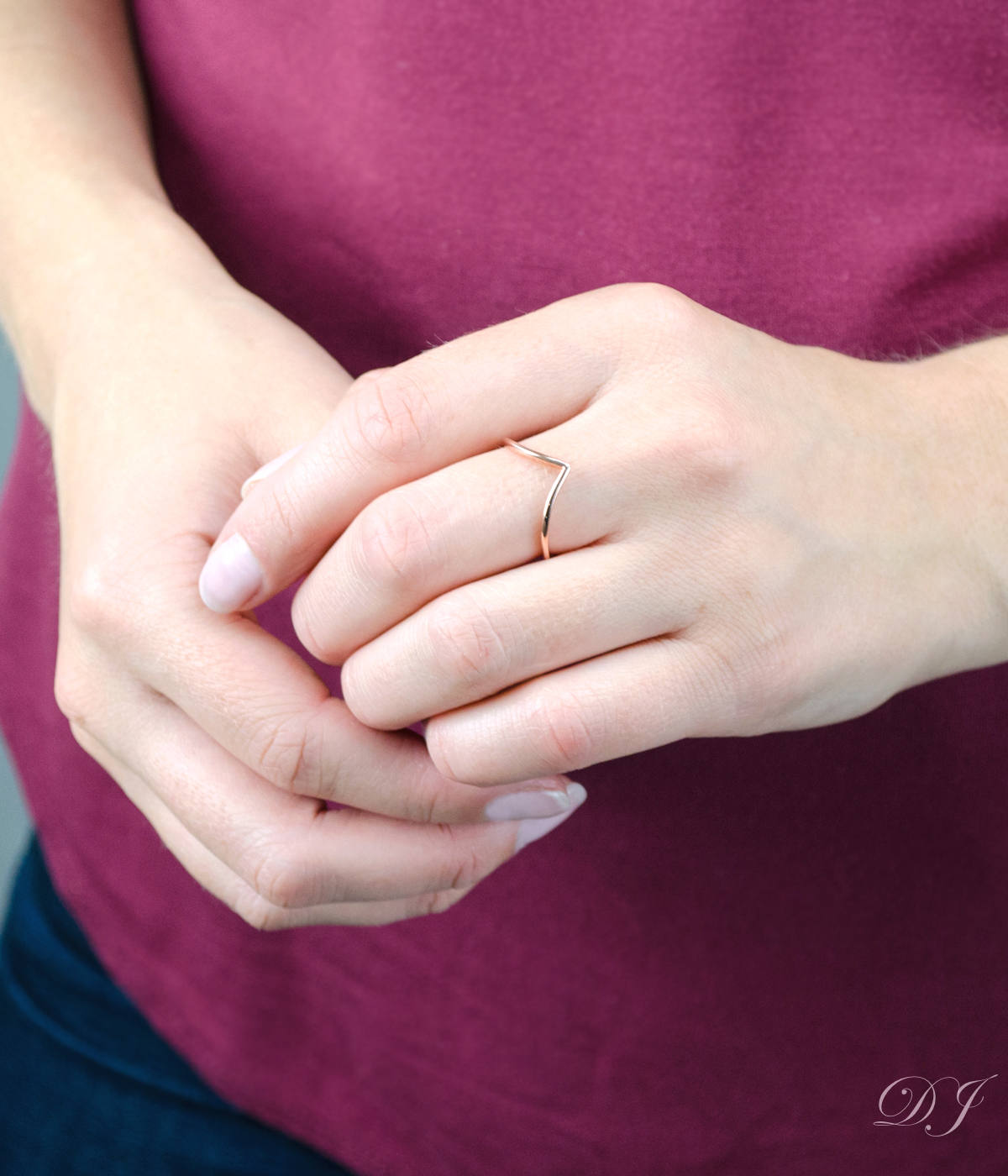 Simple V Shape Dainty Ring