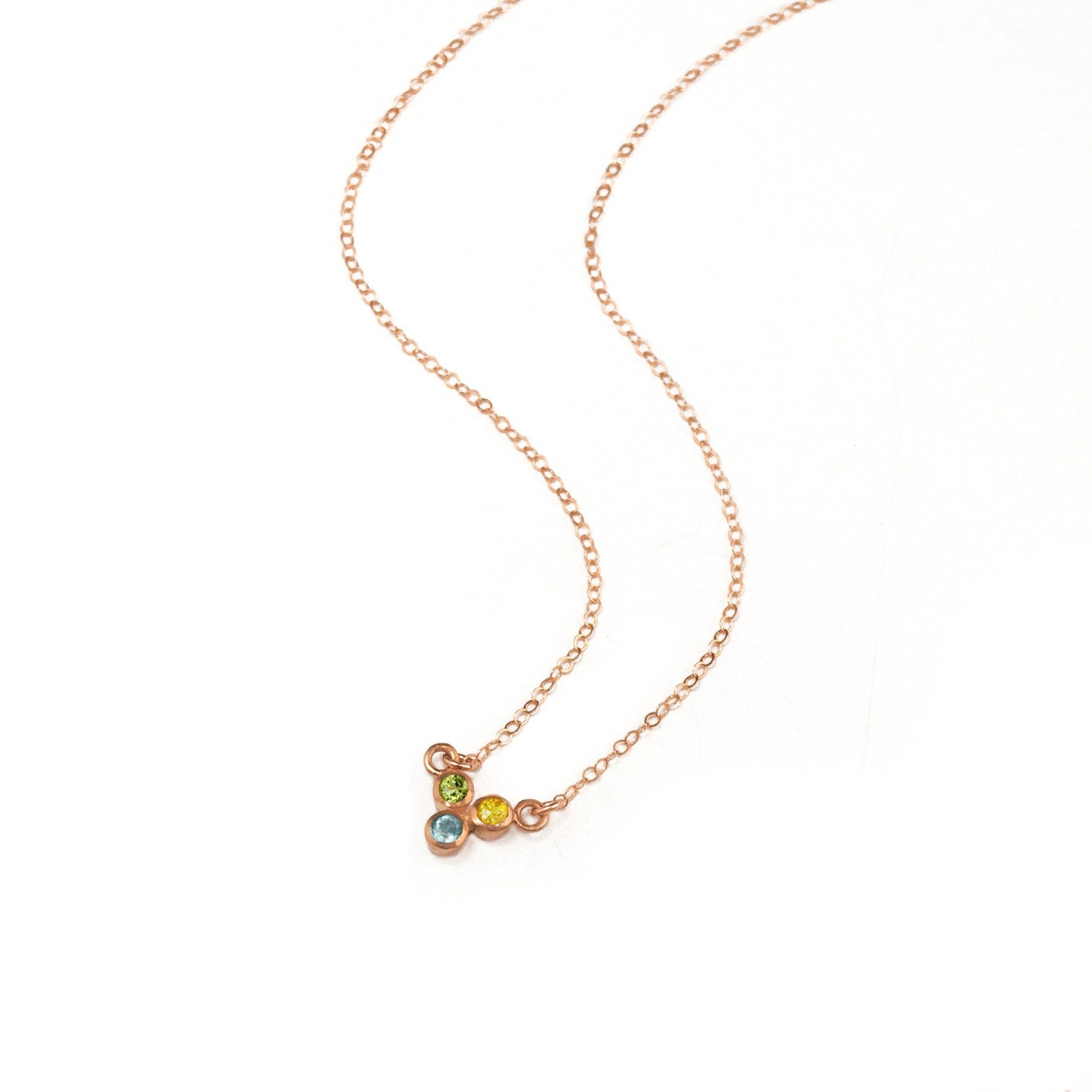 Tiny Triple Birthstone Cluster Necklace, Sterling Silver, Gold Filled, Non Tarnish Necklace for Women, Custom Birthstone Necklace Christmas Gift
