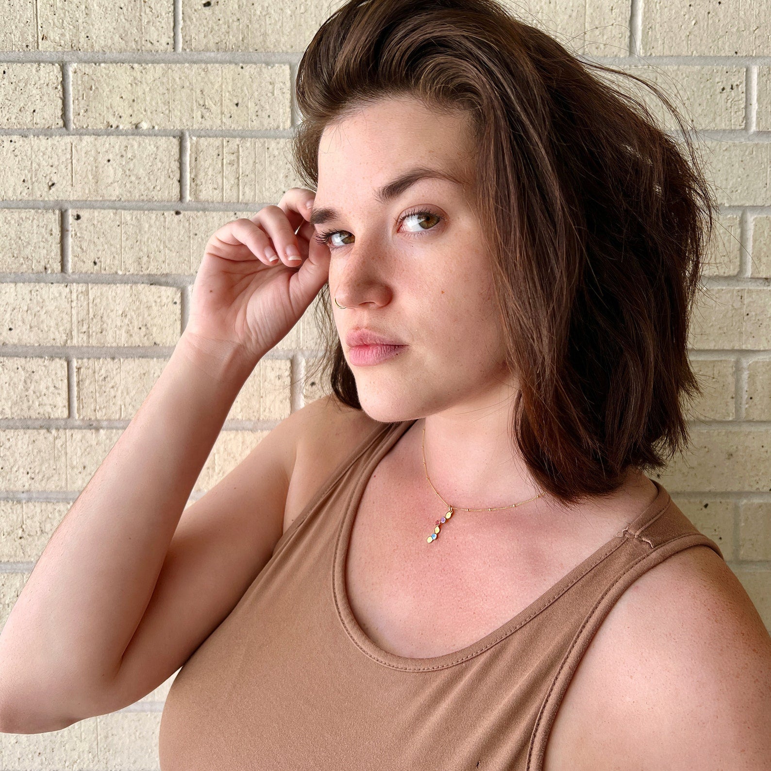 Cherished Connections Birthstone and Initial Necklace Vertical Pendant