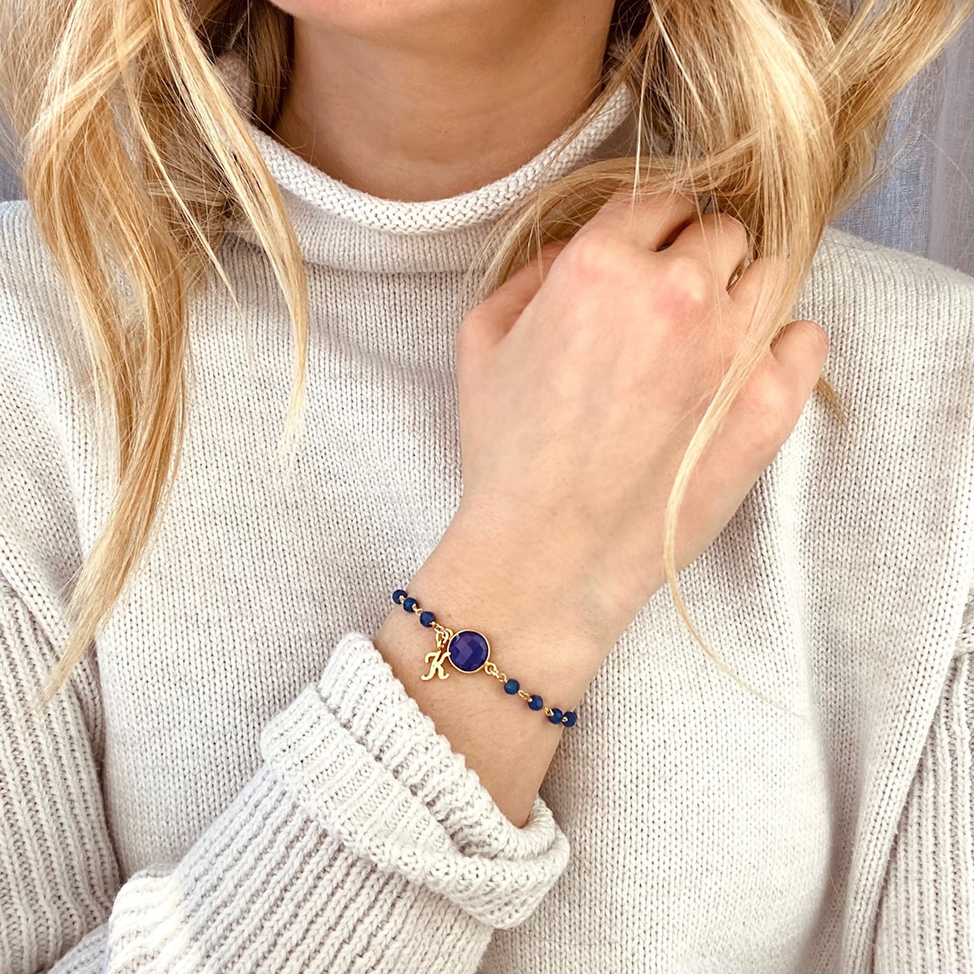 Personalized Birthstone and Initial Wire Wrapped Bracelet