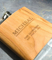 Personalized Engraved Wooden Flask