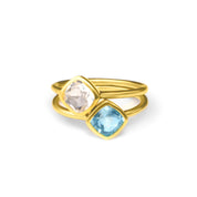 Diamond Shape Clear Quartz Stacking Ring | April Birthstone, Custom diamond birthstone ring for mom, Sterling Silver, 18k Gold Vermeil Gemstone Ring